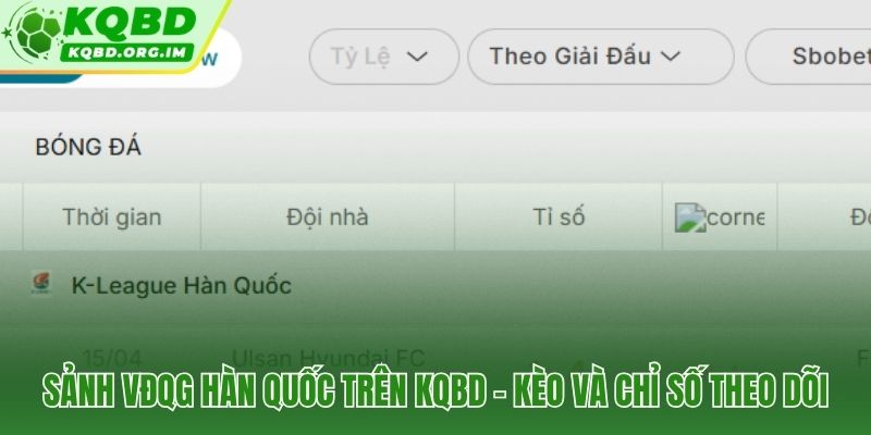 Dữ liệu kèo và chỉ số chuyên sâu theo thời gian thực K-League 1